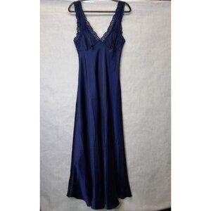 Jonquil Diane Samandi Maxi Gown L Lace Satin Nightgown Slip Dress Royal Blue